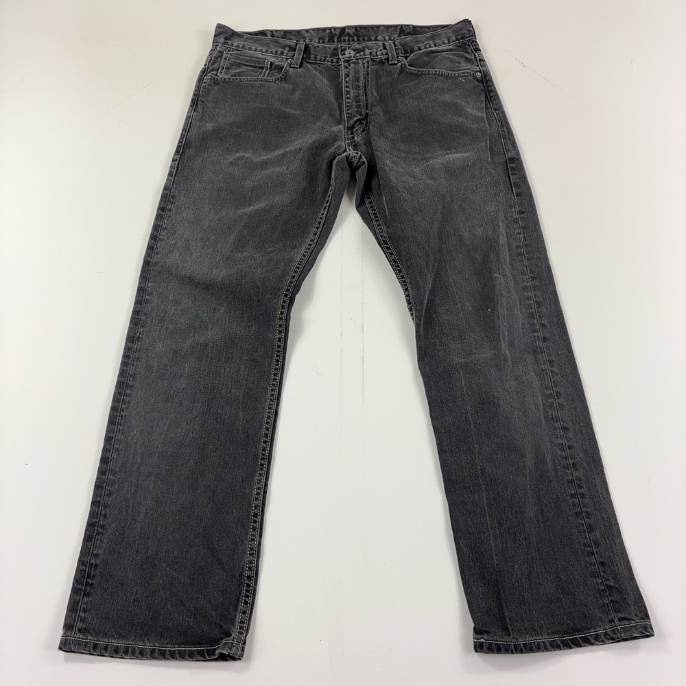Levis 514 Jeans Mens 38x32 Gray Charcoal Wash Slim Straight Mid Rise Denim Pants